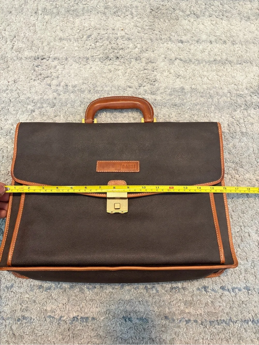 Stefano Dassi Brown Leather Trim Briefcase Laptop Attache Portfolio Bag